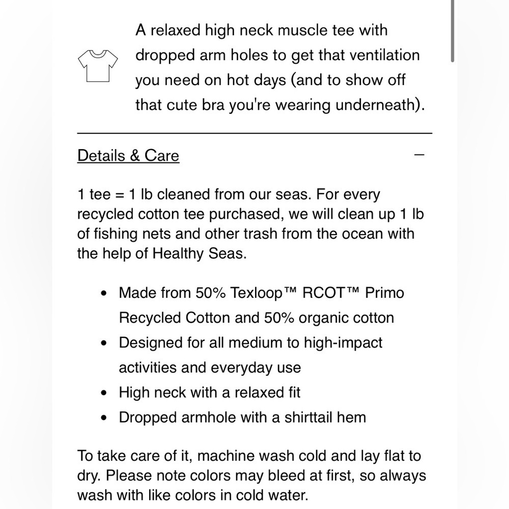 NWT Girlfriend Collective Charcoal Heather Recycled Cotton Muscle Tee - Size M‌ - Picture 10 of 10